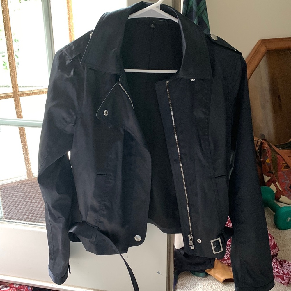 Express brand satin-like biker jacket